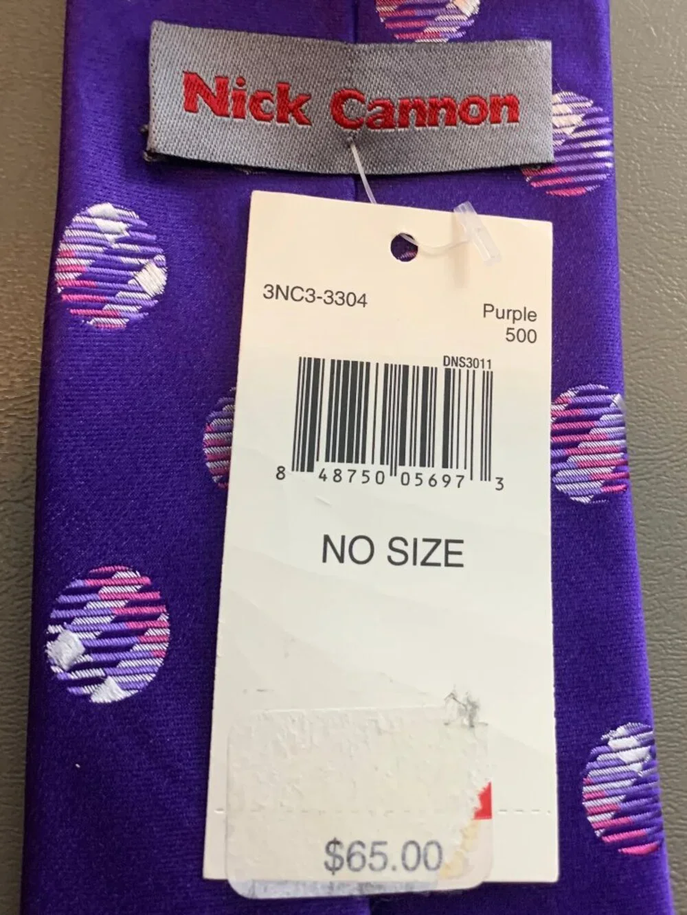 Nick Cannon Men's 3'' 100% Silk Dot Pattern Long 61'' Neck Tie, Purple, One Size